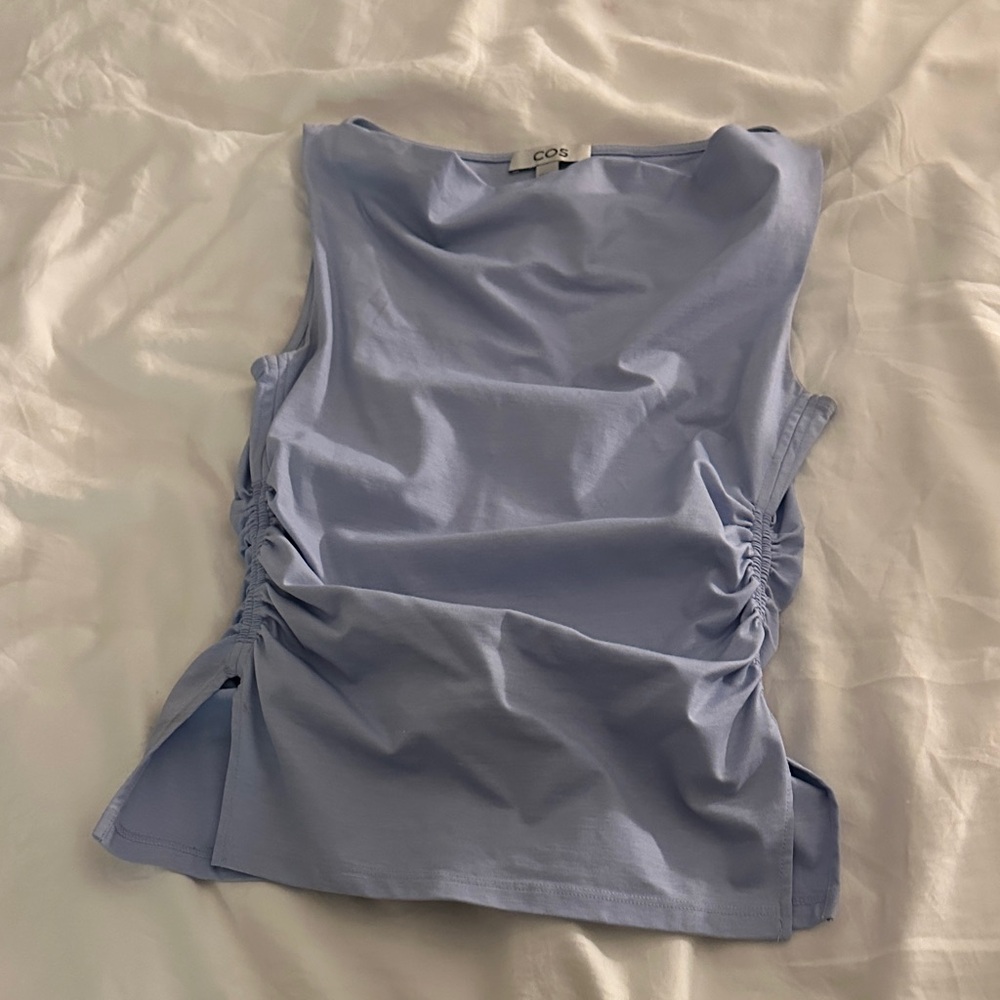 COS Sky Blue Ruched Tank Top